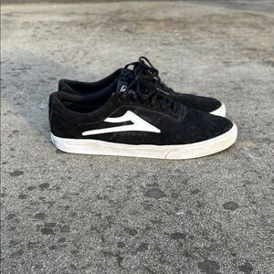 Men's Black Suede Lakai Skate Sneakers with White Accent